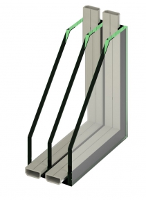 Izolační trojsklo s hliníkovým rámečkem, Ug= 0,8 (celková síla skla 32mm)